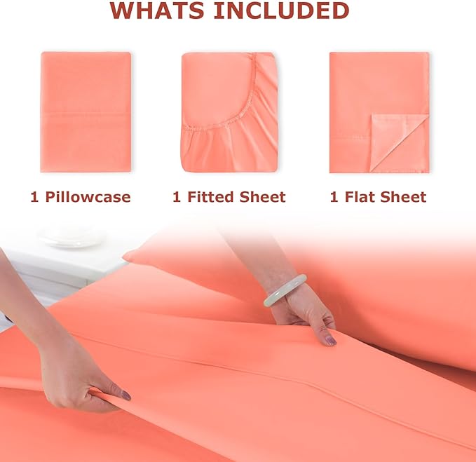 Twin Size Bed Sheet Set - 3 Piece Soft Microfiber Sheets with Deep Pockets, Cooling Technology, and Wrinkle-Free Pillowcase. Hotel-Quality, Durable Bedding, Desert Flower
