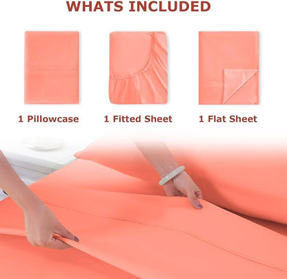Twin Size Bed Sheet Set - 3 Piece Soft Microfiber Sheets with Deep Pockets, Cooling Technology, and Wrinkle-Free Pillowcase. Hotel-Quality, Durable Bedding, Desert Flower