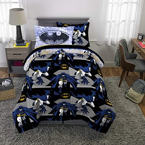 Franco Kids Bedding Super Soft Comforter and Sheet Set with Sham, 5 Piece Twin Size, Batman