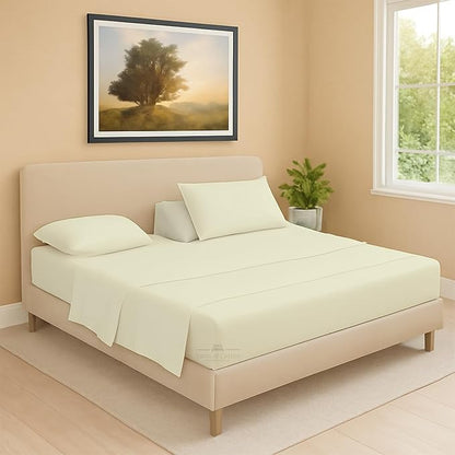 Split Head Flex 2 Qty Fitted Sheet for Adjustable Bed, King 34" Split Down from The Top, 100% Egyptian Cotton 600 Thread Count, 18" Deep Pocket, Super Soft Wrinkle Free, Ivory