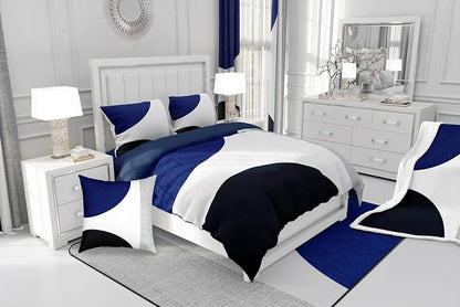 Erosebridal Navy Blue Abstract Comforter Set Full,Black and White Boho Geometric Circle Bedding for Minimalist,Striped Lines Modern Art Quilt,Watercolor Creative Artwork Bedding Comforter Sets