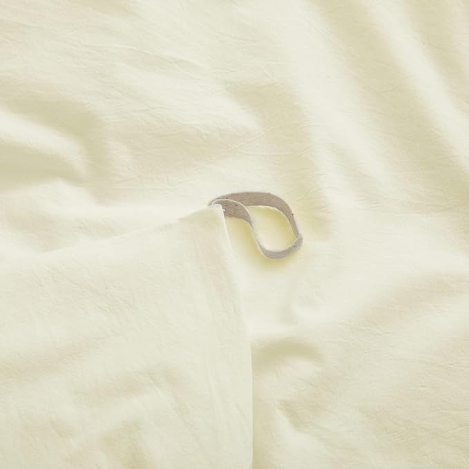 LOVQUE Cream White Cotton Duvet Cover Set, Linen-Like Natural Bedding Set with Zipper Closure (No Comforter), Twin Size, Duvet Cover (68"x90") x 1, Pillowsham(20"x26") x 1