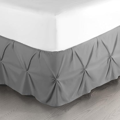 Nestl Dark Grey Bed Skirt Cal King Size, Pinch Pleat Cal King Bed Skirt, 14" Inch Drop Cal King Bedskirt, Hotel Quality Grey Bed Skirts, Microfiber Bedskirt for Cal King Bed, Grey Cal King Bed Skirt