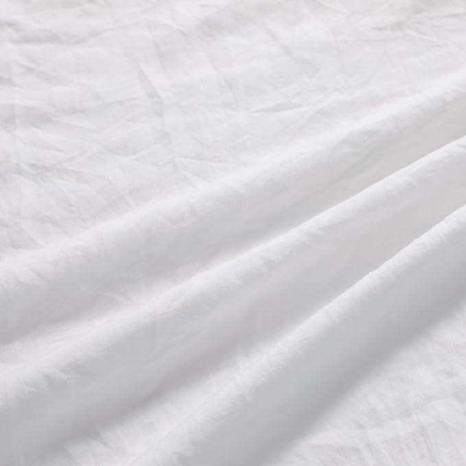 White Ruffled Duvet Cover Twin, 2PCS Soft Washed Microfiber Vintage French Country Duvet Cover Set for Kids Girls, White, 68x90 in