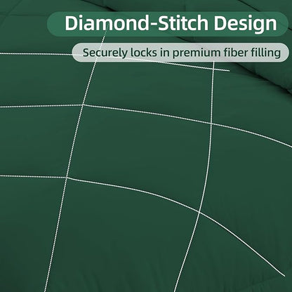 FUANNA 7 Pieces King Size Comforter Set, All Season Bed in a Bag King Size, Luxury Soft Bedding Sets with Comforter, Flat Sheet, Fitted Sheet, Pillowcases & Pillow Shams, Emerald Green