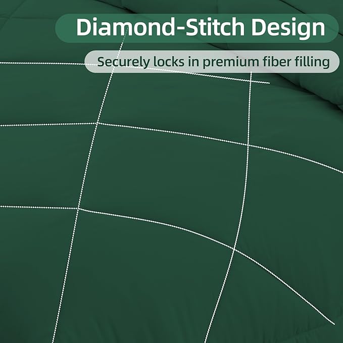 FUANNA 7 Pieces Queen Comforter Set, All Season Bed in a Bag Queen Size, Luxury Soft Bedding Sets with Comforter, Flat Sheet, Fitted Sheet, Pillowcases & Pillow Shams, Emerald Green