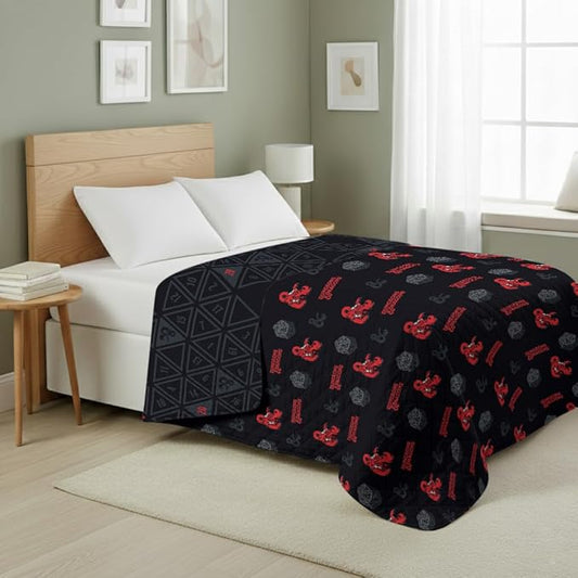 Northwest Dungeons & Dragons NAT D20 Full/Queen Quilted Blanket, Comfy Throw, Soft Lightweight Bedding for Bed, or Couch, 90 x 90 inches