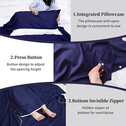 Sleeping Bag Liner Lightweight Compact Sleeping Bag Sack Portable Clean Travel Sheet Camping Sleep Sheet for Backpacking Hotel Hiking