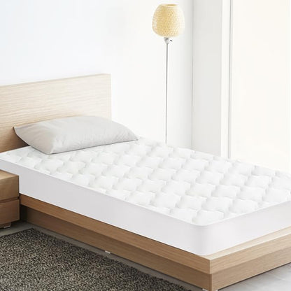 2 Pack Twin Extra Long (XL) Mattress Protector Pad Waterproof Quilted, Breathable & Cooling Twin XL Mattress Cover Fitted for College Dorm Room Essentials with Deep Pocket Up to 14", (White)