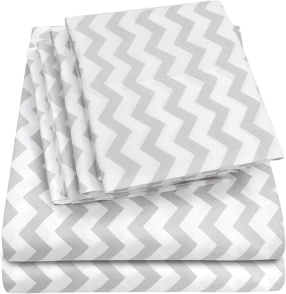 Cal King Size Bed Sheets - 6 Piece 1500 Supreme Collection Fine Brushed Microfiber Deep Pocket California King Sheet Set Bedding - 2 Extra Pillow Cases, Great Value, California King, Chevron Gray