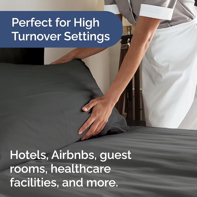 Bulk Case Pack of 12 Sheet Sets - (12) Complete Cal King Size Sheet Sets w/ Deep Pockets - Wholesale Bulk Bedding for Hotels, Spas & Airbnbs - Breathable, Soft & Wrinkle Free - (Cal King, Charcoal)