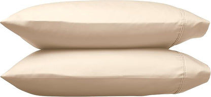 Amazon Basics 400 Thread Count Cotton Pillow Cases, Standard Size, 30" x 20", Beige, Set of 2, Pillows Not Included