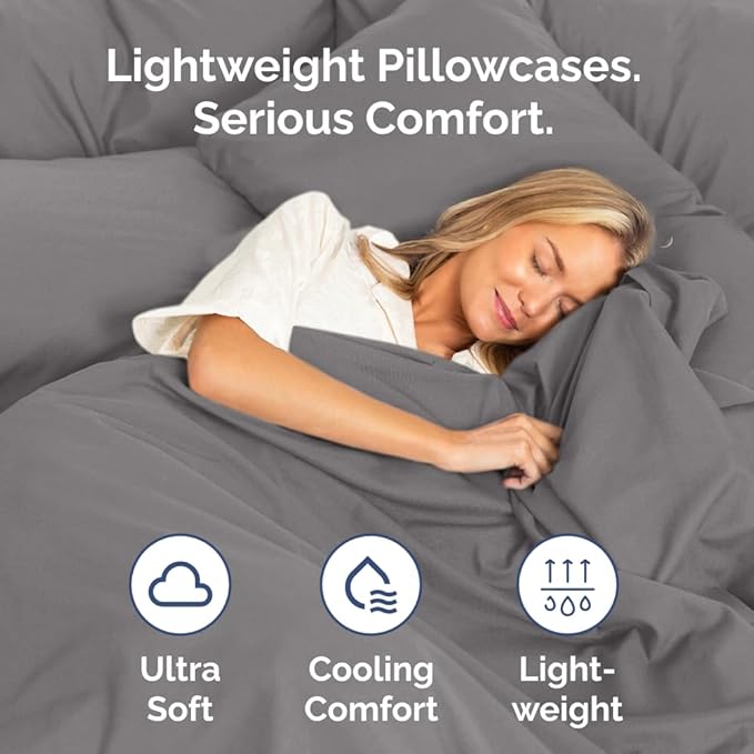 King Standard Pillow Cases Set of 4 - Soft Hotel Quality Pillowcase Covers - Comfy Bedding for Women, Men, Kids & Teens - Machine Washable Pillow Protectors - 4 Piece - King Standard Size Dark Grey
