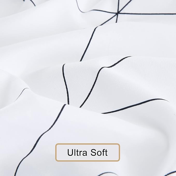 Best Season Bed Sheet Set 3 Pieces -Twin Size-Soft Durable Microfiber Bedding Sheet Set,Deep Pocket,Stain,Fade & Wrinkle Resistant(Geometric White)