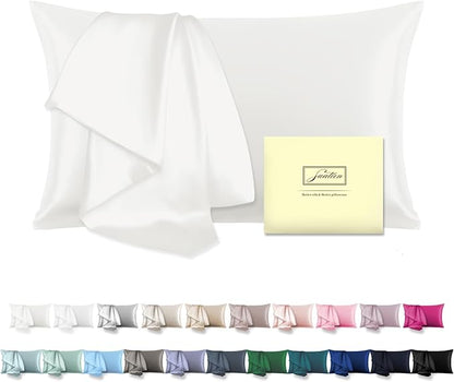 Mulberry Silk Pillowcase for Hair and Skin Pillow Case with Hidden Zipper Soft Breathable Smooth Cooling Silk Pillow Covers for Sleeping (Ivory, King,1Pcs)