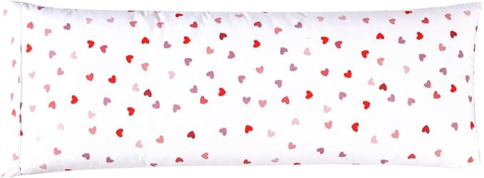 Elegant Comfort Ultra Soft 1-Piece Set Hearts Print Pillowcases - 1500 Premium Hotel Quality Microfiber, Soft and Smooth Hidden Zipper Closure 1-Piece Pillow Covers - Body Pillowcase, Valentina