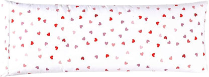 Elegant Comfort Ultra Soft 1-Piece Set Hearts Print Pillowcases - 1500 Premium Hotel Quality Microfiber, Soft and Smooth Hidden Zipper Closure 1-Piece Pillow Covers - Body Pillowcase, Valentina
