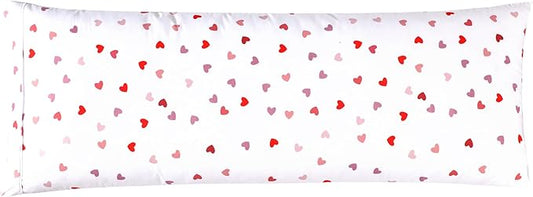 Elegant Comfort Ultra Soft 1-Piece Set Hearts Print Pillowcases - 1500 Premium Hotel Quality Microfiber, Soft and Smooth Hidden Zipper Closure 1-Piece Pillow Covers - Body Pillowcase, Valentina