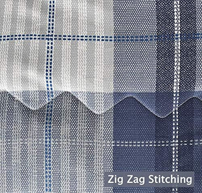 SLEEPBELLA Comforter Queen Size, 600 Thread Count Cotton Navy Blue & Grey Buffalo Pattern Blue Plaid Comforter Sets,Down Alternative Bedding Set 3Pcs (Queen, Navy Plaid)
