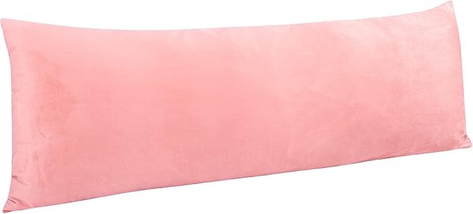 NTBAY 1 Pack Zippered Velvet Body Pillow Cover, Super Soft and Cozy Luxury Fuzzy Flannel 20x54 Long Pillowcase with Zipper, 20x54 Inches, Light Pink