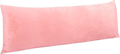 NTBAY 1 Pack Zippered Velvet Body Pillow Cover, Super Soft and Cozy Luxury Fuzzy Flannel 20x54 Long Pillowcase with Zipper, 20x54 Inches, Light Pink