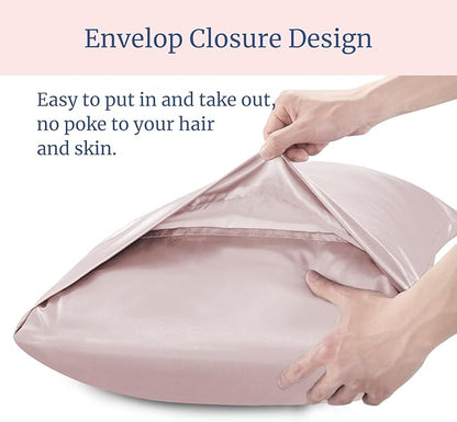 BEDELITE Satin Pillowcase for Hair and Skin, Super Soft and Cooling Similar to Silk Pillow Cases 2 Pack with Envelope Closure, Gift for Women Men(20"x40" King Size, Lotus Pink)
