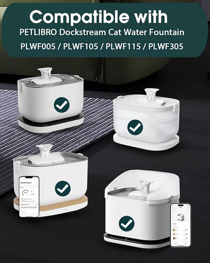 12 Pack Cat Water Fountain Filter fit Petli bro Dockstream Fountain PLWF005 | Pet water Filter Replacements, 12-Pack Individually Wrapped, Fit Dockstream PLWF105/PLWF115/PLWF005/PLWF305 White