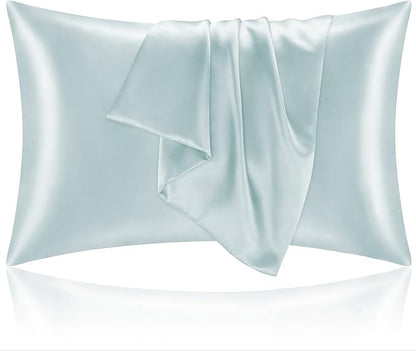 BEDELITE Satin Pillowcase for Hair and Skin, Super Soft and Cooling Similar to Silk Pillow Cases 2 Pack with Envelope Closure, Gift for Women Men(20"x26" Standard Size, Stone Blue)