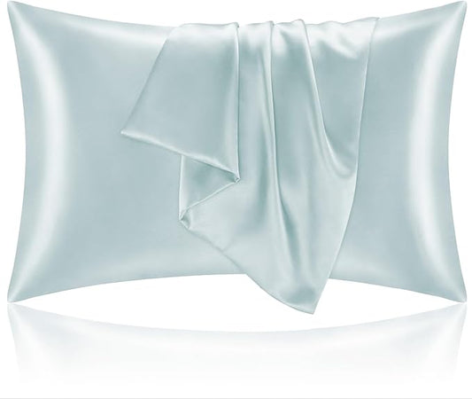 BEDELITE Satin Pillowcase for Hair and Skin, Super Soft and Cooling Similar to Silk Pillow Cases 2 Pack with Envelope Closure, Gift for Women Men(20"x30" Queen Size, Stone Blue)