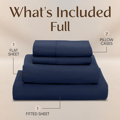 Utopia Bedding Full Sheet Set – 4 Piece Bed Sheets for Full Size Bed, Soft and Breathable Microfiber, Includes 1 Fitted Sheet, 1 Flat Sheet and 2 Pillowcases (Navy Blue)