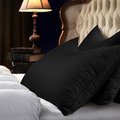 Cooling Side Sleeper Pillow Cases - Curved Rayon Derived from Bamboo Pillowcase Cover - Breathable Cool Silky Soft Pillowcase for Hot Sleepers Hair and Skin, King Size 1 Piece, 20 * 36 Inches Black