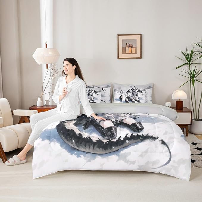 Erosebridal Anime Girl Comforter Set 7 Piece Full, Japanese Anime Bedding Set for Kids Girls Teens Women Bedroom, Cartoon Girl Bed in A Bag Japanese Animation Sci Fi Style Sheet Sets