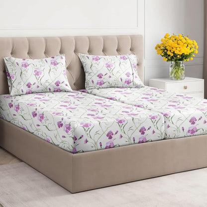 Floral Sheets - Pink Floral Bed Sheet Set - 1 Flat, 2 Fitted & 2 Pillowcases w/ Deep Pockets - Wrinkle & Fade Free - Boho Botanical Bedding - Ultra-Soft, Breathable and Cooling - Split King Size Set