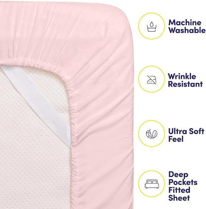 Sweet Home Collection 6 Piece 1500 Supreme Collection Brushed Microfiber Deep Pocket Sheet Set-2 Extra Pillow Cases, Great Value, Rv Short Queen, Pale Pink