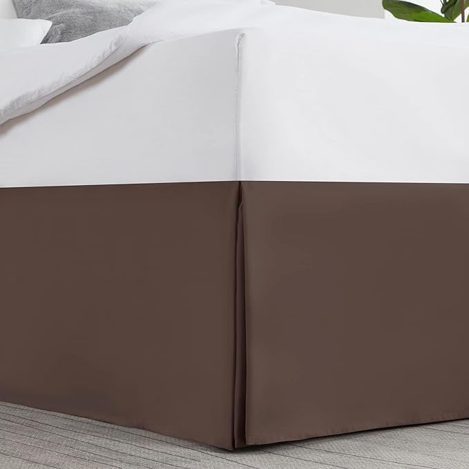 Nestl Dark Brown Bed Skirt King Size - King Bed Skirt 14 Inch Drop - Brushed Microfiber Bed Skirts - Hotel Quality Pleated Bed Skirt - Shrinkage & Fade Resistant