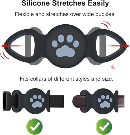 Waterproof Collar Holder Compatible with Airtag (2 Pack), Protective Anti-Lost Case for GPS Tracker, Silicone Collar Holder for Pets (Pink/White)
