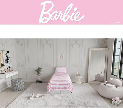 Collectibles Barbie Logo Bedding Super Soft Cozy Microfiber 3 Piece Twin Sheet Set, (Officially Licensed Product) by Franco