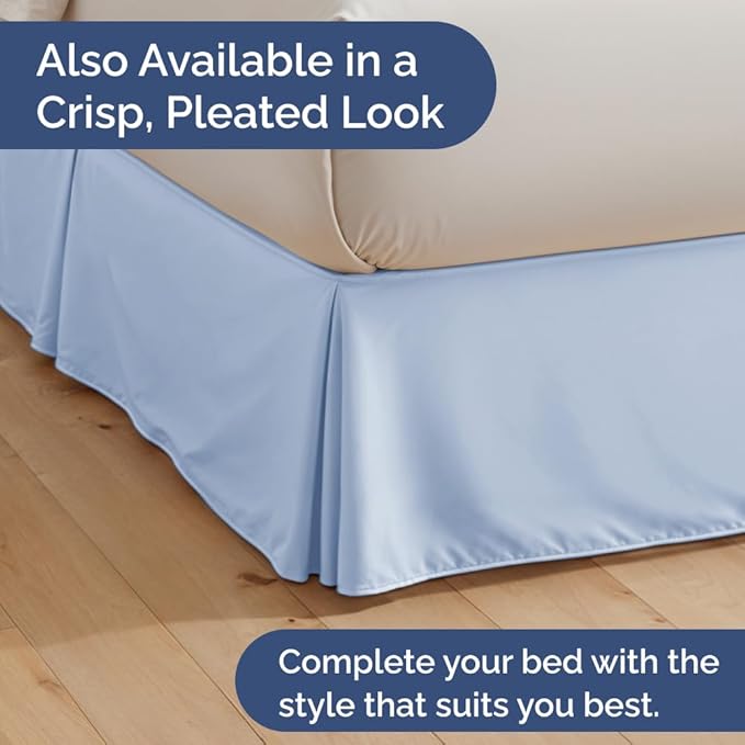 Bedskirt Queen Size Ruffle - 15 inch Drop Dust Ruffle Bed Skirt with Platform - Ultra-Soft, Easy Fit, Premium Hotel Quality - Wrinkle, Fade & Shrink Resistant - For Women, Men, Kids & Teens - Sky Blue