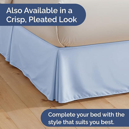 Bedskirt Queen Size Ruffle - 18 inch Drop Dust Ruffle Bed Skirt with Platform - Ultra-Soft, Easy Fit, Premium Hotel Quality - Wrinkle, Fade & Shrink Resistant - For Women, Men, Kids & Teens - Sky Blue