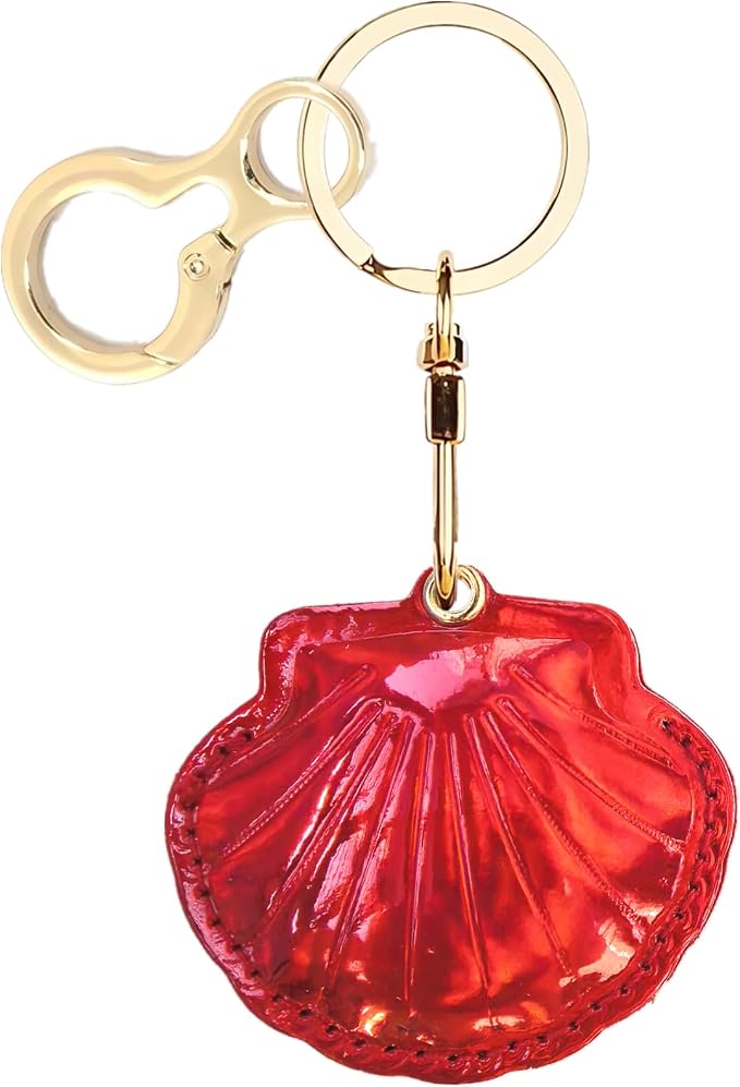 Leather Keychain Holder Case Compatible with AirTag,Cute Protective Bright Cover with Keyring,Anti-Scratch Finder GPS Tracker Case for Wallet Keys,bag,pets,Backpack(Red)