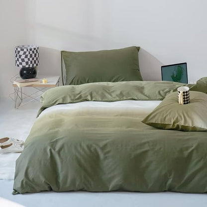 CLOTHKNOW Green White Queen Comforter Set Gradient Green Bedding Comforter Sets Soft Comforter with 2 x Pillow Cases