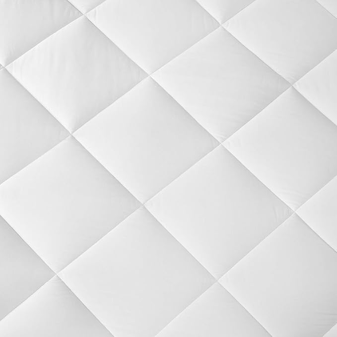 Madison Park Full Mattress Protector Pad Waterproof Bed Cover, Breathable 300TC Sateen Cotton, Diamond Quilted Topper, Quiet Nights, Fitted Pocket Fits Up to 18 Inch, Machine Washable, White