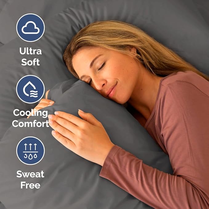 Cot Sheet Set 30” x 75” – 4 Piece Cot Size Narrow Twin Mattress Sheets – Ideal for Camper Bunk, RVs, Bunks, Day Care & Camping - Fits 6” to 10” Mattress, Ultra-Soft, Breathable & Cooling - Dark Grey