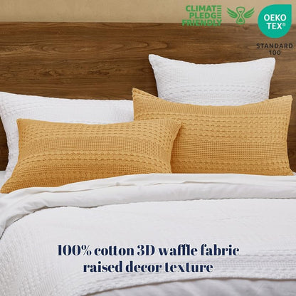 PHF Cotton Waffle Pillow Shams Standard 20"x26", Pumpkin Orange, No Insert
