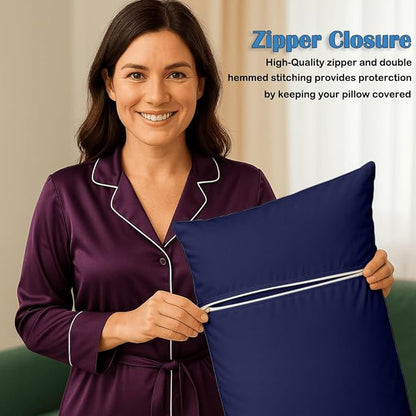 Comfort Beddings Body Pillowcase, 100% Organic Cotton 720 Thread Count Sateen, Soft Cooling Blue, 1-Pack, Hidden Zipper Closure, Hotel Quality, Fade & Shrink Resistant, 20 x 72 Inches