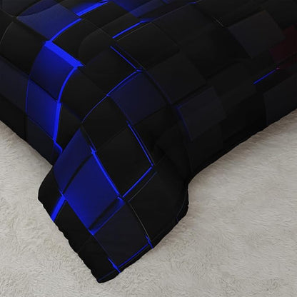 Red and Blue Checkered Comforter Set Full Honeycomb Bedding Sets 3PCS for Kids Teen Adult Boy Room Decor Ultra-Soft Lightweight Microfiber 1 Comforter with 2 Pillowcases