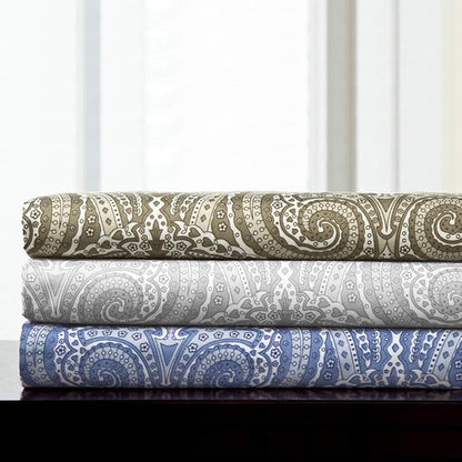1500 Supreme Collection Full Sheet Sets Paisley Gray - Luxury Hotel Bed Sheets and Pillowcase Set for Full Mattress - Extra Soft, Elastic Corner Straps, Deep Pocket Sheets, Full, Paisley Gray