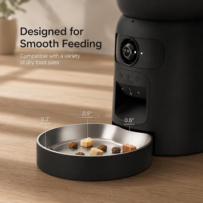 Automatic Cat Feeder with Camera, 2K WiFi App-Controlled Pet Feeder | 2K Dual-Camera Monitoring, 2.4/5GHz WiFi, App Control, Motion Tracking, Portion Control, Dual Power, 6L Capacity