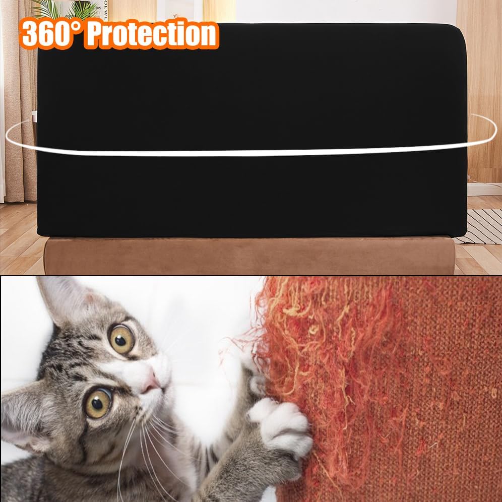 WOMACO Stretch Bed Headboard Slipcover 180 GSM Thick Fabric Solid Color Dustproof Bed Head Protector Cover for Bedroom Décor (Black, 47-55")