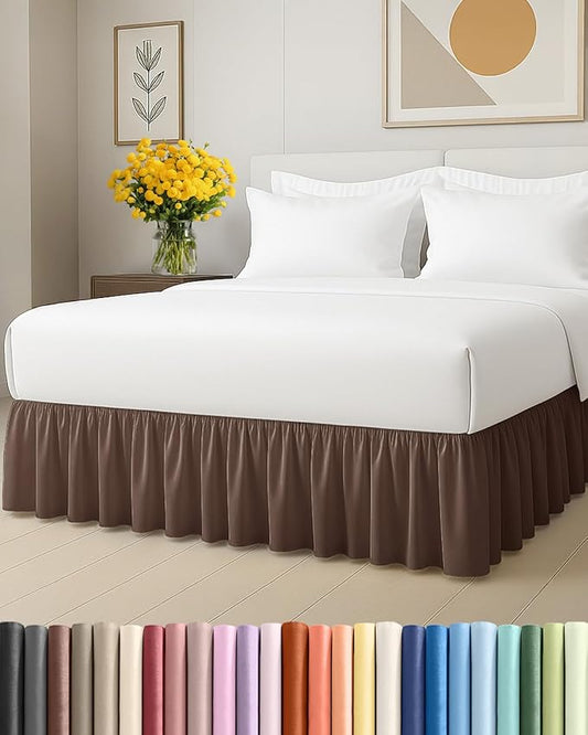 Bedskirt Full Size Ruffle - 18 inch Drop Dust Ruffle Bed Skirt with Platform - Ultra-Soft, Easy Fit, Premium Hotel Quality - Wrinkle, Fade & Shrink Resistant - for Women, Men, Kids and Teens - Brown